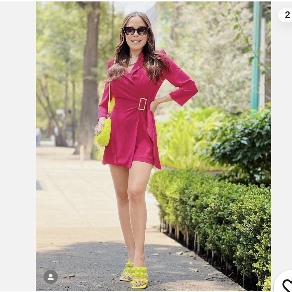 Zara Fuchsia Blazer Romper NWT Wrap Belted Buckle Mini Jumpsuit XS